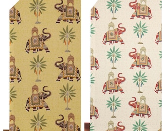 Cotton Roman Shades. Elephant Print. Custom Size Window Blinds for Bedroom, Kitchen, Bath, Nursery. Ivory/ Red/ Green/ Mustard Yellow
