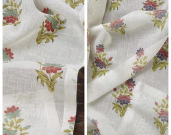 Sheer Floral Print Curtains. Custom Window Drapes for Living, Bedroom, Dining, Kitchen & Study. Blackout Option. Cream/ Red/ Blue/ Pink