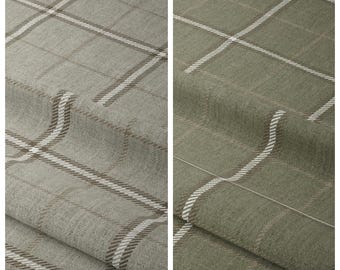 Pastel Checkered Plaid Roman Shades. Custom Size Window Blinds for Living, Nursery, Dining. Blackout Option. Warm Grey/ Beige/ Olive Green