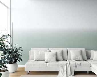 Ombre Wallpaper I Two-Tone Soft Gradient Effect I Extra Wide Panels I Non-Pasted, Long-Term Application I Sage Green/ White I Whitsunday