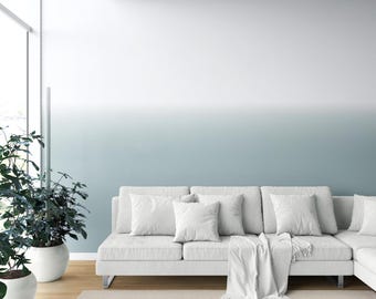 Ombre Wallpaper I Two-Tone Soft Gradient Effect I Extra Wide Panels I Non-Pasted, Long-Term Application I Blue/ White I Windham