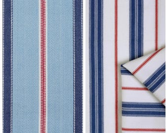 Striped Cotton Curtains. Custom Window Drapes for Living, Bedroom, Dining, Kitchen, Nursery & Study. Blackout Option. Red/ Blue