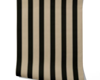 Bold Geometric Striped Wallpaper by Meter I Extra Wide Roll I Neutral Black/ Brown/ Beige I Easy DIY Removable Peel & Stick Option I Apa