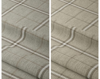 Checked Plaid Curtains. Custom Window Drapes for Living, Dining, Bedroom, Nursery. Blackout Option. Warm Grey/ Beige/ Grey-Beige/ Brown