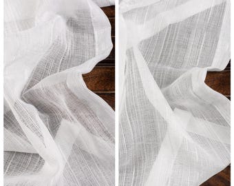 White Textured Semi-Sheer Roman Shades. Custom Size Window Blinds for Living, Dining, Kitchen, Bedroom, Nursery, Office, Study, Bathroom.