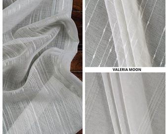 Grey Striped Sheer Curtains. Custom Size Drapes. Patterned Drapery for Modern, Minimalist, Industrial Living, Kitchen, Bathroom, Bedroom.