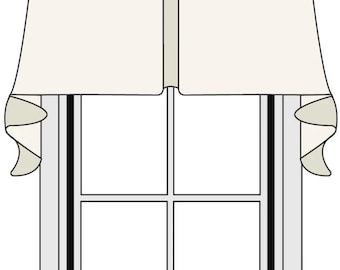 Custom Size Board Mounted Shawl Style Window Valance I 3000 Fabrics I Window Curtain Valance in Any Length & Width