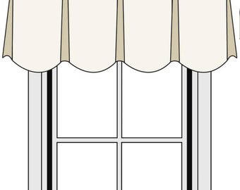 Custom Size Board Mounted Scalloped Valance With Box Pleats I 3000 Fabrics I Window Curtain Valance in Any Length & Width