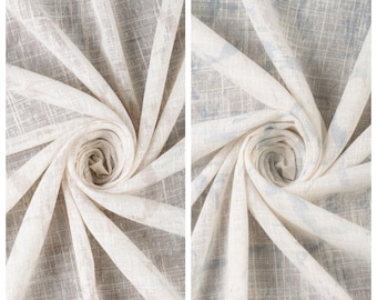 Abstract Patterned Sheer Curtains. Custom Size/ Length/ Width Window Drapery. Linen Blend Drapes for Living, Kitchen, Bedroom, Bathroom.