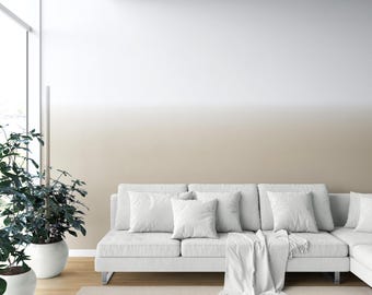 Ombre Wallpaper I Neutral, Two-Tone Soft Gradient Effect I Extra Wide Panels I Non-Pasted, Long-Term Application I Beige/ White I Kosovo