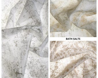 Textured Sheer Curtains. Custom Window Drapes for Bedroom & Dining. Blackout Option. Metallic Golden/ Yellow/ White/ Metallic Silver/ Gray