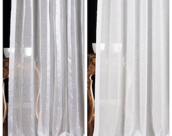 White Striped Sheer Roman Shades. Custom Length/ Width Window Blinds for Living, Dining, Kitchen, Bedroom, Nursery, Office, Study, Bathroom.