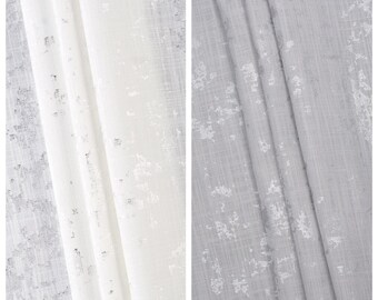 White/ Grey Abstract Patterned Curtains. Custom Size/ Length/ Width Window Drapery for Living, Dining, Kitchen, Bathroom, Study, Bedroom.