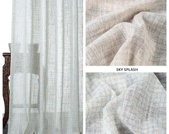 Linen Sheer Checkered Roman Shades. Textured Custom Window Blinds for Living, Dining, Kitchen, Bedroom, Nursery, Office, Study, Bathroom.
