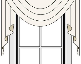 Custom Size Board Mounted Swag Valance I 3000 Fabrics I Window Curtain Valance in Any Length & Width