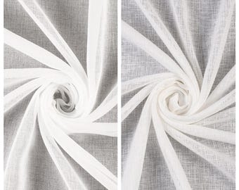 Plain White Sheer Curtains. Custom Size Textured Drapes for Modern, Minimalist, Boho, Scandinavian Living, Kitchen, Bathroom, Study, Bedroom