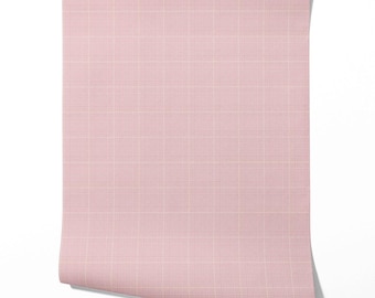 Textured Checkered Geometric Wallpaper I Extra Wide Roll I Pink I Non-Pasted Traditional Wall Decor I Sweet Kiwi