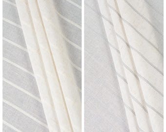 Striped Linen Sheer Curtains. Custom Length/ Width Drapes for Modern & Minimalist Living, Dining, Kitchen, Bathroom, Study, Bedroom, Office.