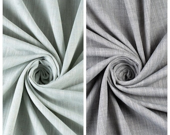 Chevron Textured Gray/ Powder Blue Linen Blend Curtains. Custom Size Window Drapery for Living, Dining, Kitchen, Bathroom, Study, Bedroom.