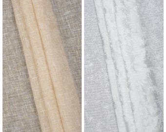 Textured Semi-Sheer Curtains. Custom Width/ Length Window Drapes for Living, Dining, Kitchen, Bathroom, Study, Bedroom, Nursery, Bathroom.