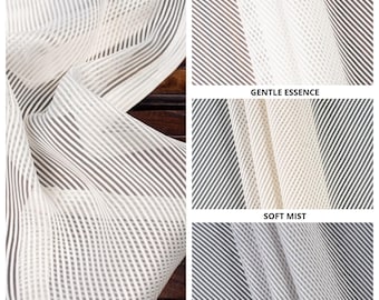 Striped Sheer Curtains. Custom Length/ Width Textured Drapes. Patterned Drapery for Living, Dining, Kitchen, Bath, Study, Bedroom, Nursery.