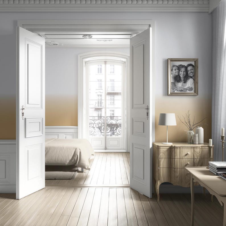 Warm Beige Ombre Wallpaper I Neutral, Two-Tone Soft Gradient Effect I Easy DIY Removable Peel & Stick Option I Extra Wide Panels I Akba image 3