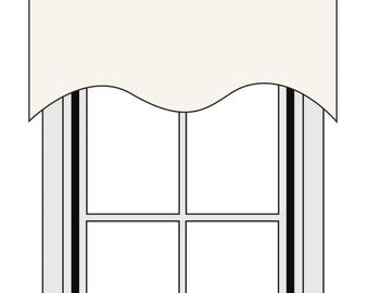 Custom Size Pole Mounted Scalloped Window Valance I 3000 Fabrics I Any Length & Width