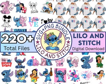 Lilo and Stitch clipartbundel, SVG PNG-bestanden (digitale download)