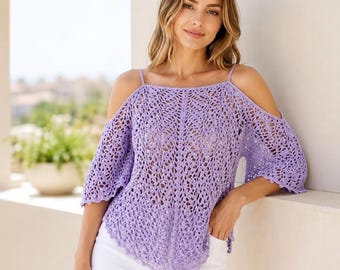 Patroon boho cold-shoulder gehaakte top, zomerjurk (pdf-tutorial)