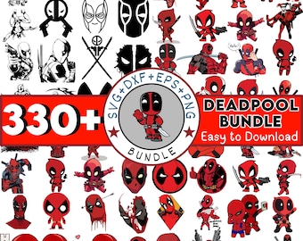 Deadpool SVG-bundel, superheld clipart, baby Deadpool png (digitale download)