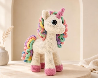 Low Sew amigurumi eenhoorn haakpatroon | Zelfstudie pluche speelgoed voor beginners (pdf-download)