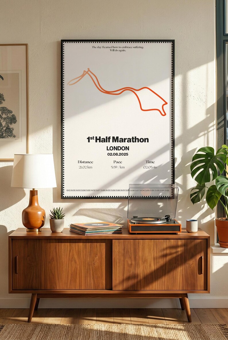 Custom Running Map Print, Personalized Marathon Finisher Gift (digital ...