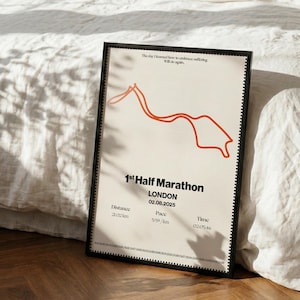 Custom Running Map Print, Personalized Marathon Finisher Gift (Digital Download)