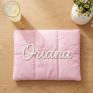 Custom Name Laptop Case,12x16 Inch Laptop Sleeve, Quilted Magnetic Sleeve, Embroidered Computer Cover, Gift for Student
