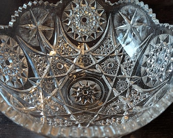 Antique American Brilliant Period Crystal Serving Bowl