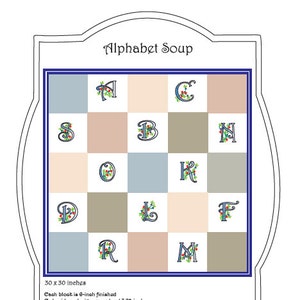 Alphabet Soup Embroidery-Quilt Pattern image 1