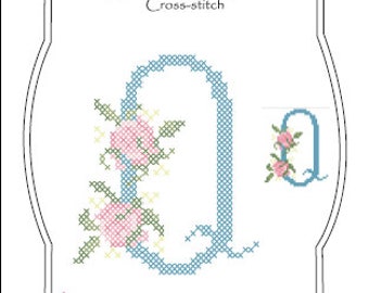 Rose Monogram Crosstitch Pattern (A-Z) DownloadPDF