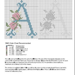 Rose Monogram Crosstitch Pattern A-Z DownloadPDF image 2