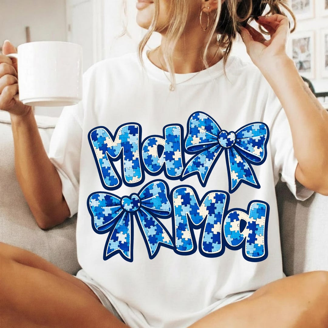 Autism Mom PNG Digital Download, Blue Puzzle Piece Mama Sublimation ...