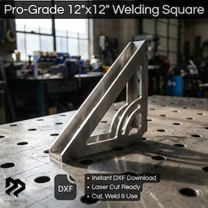 Escuadra para soldadura resistente tamaño (12"x 12") - Escuadra fabricación metálica angulo 90/30º - planos de corte láser DXF