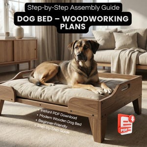 Skandinavische Hundebett-Baupläne – Erhöhtes Hundebett – Anleitung zum Bau eines großen Hundebetts aus Holz