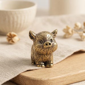 Messing Schwein Figur, Miniatur Schwein Statue, Massivem Messing Tier Skulptur, Glück Schwein Dekor, Sammler Messing Tier, Schreibtisch Dekor Geschenk