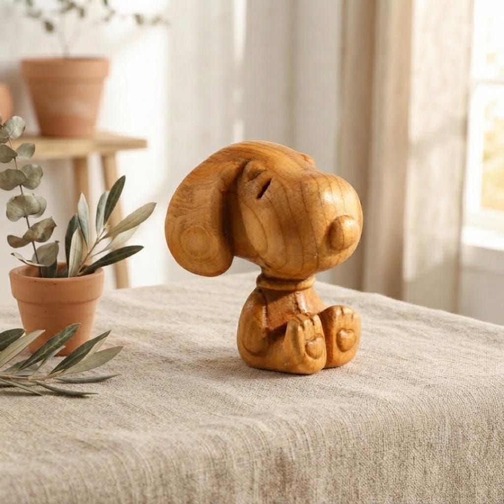 Wood carved snoopy - Etsy 日本