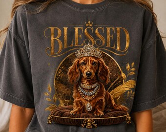 Blessed Long Hair Dachshund PNG, Glam Doxie Clipart (Digital Download)