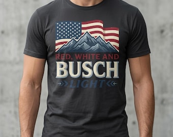 Red White and Busch Light PNG, Retro 4th of July Sublimation Design, Patriotic Beer Shirt Graphic, Mens Independence Day DTF, Country Party