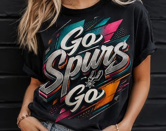 Vai Spurs! PNG | Design para camiseta de dia de jogo de basquete do San Antonio | Gráfico vintage para sublimação para fãs dos Spurs | Download digital para camisetas universitárias