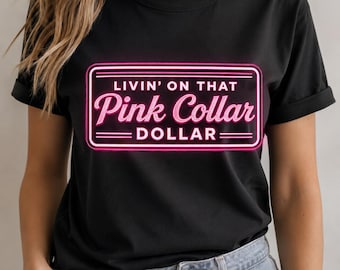 Dollaro rosa con colletto PNG / Design per camicia da cowgirl western / Grafica retrò a sublimazione (Download digitale)