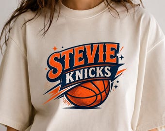 Stevie Knicks PNG, Vintage Basketball Shirt Design, Retro NYC Game Day Graphic, Trendy Bootleg Celebrity Tee