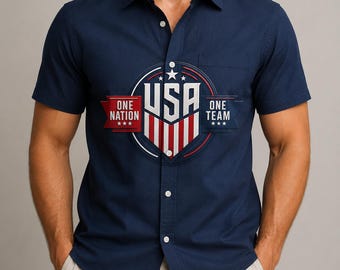 USA Soccer PNG, One Nation One Team Shirt Design, Patriotic Shield Sublimation (Digital Download)
