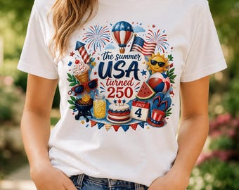 USA Turned 250 Patriotic July 4th PNG Sublimation Design (Digital Download)